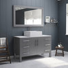 48" Gray Single Vessel Sink Bathroom Vanity, White Porcelain Top and Sink, Fauce