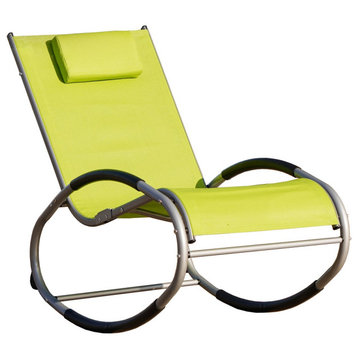 Jelly Iron Patio Swing Oval Metal Recliner Sunset Lounge Chair, Green
