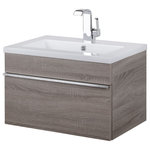 Cutler Kitchen and Bath - Trough Collection 24" Wall Mount Modern Bathroom Vanity - Adding new function to small spaces, the Trough Collection is a uniquely superb design that balances form and function with ease. This minimalistic wall mounted vanity conceals its full function, with two fully functioning drawers hidden behind the deep textured woodgrain faade, storage is never a problem. Styled in Europe and manufactured in Canada each cabinet is constructed using European high-grade materials. With a unique 15" depth this vanity is a perfect solution if space is in short supply.