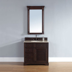 36 inch Bathroom Vanity Sable Finish Beige Marble Top - Bathroom Vanities And Sink Consoles