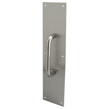 4"x16" Stainless Steel, Round Handle Door Pull Plate