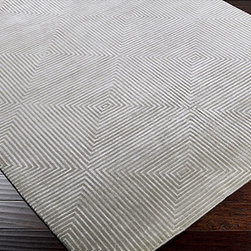 Luminous Hand Knotted Rug in White, Flint Gray & Pewter - Rugs