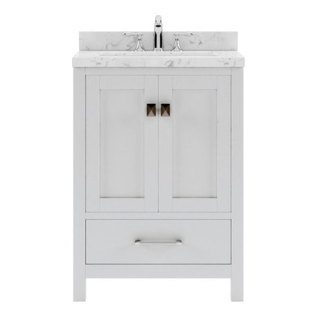 Caroline Avenue 24" Single Bath Vanity, White, Cultured Top and Round Sink