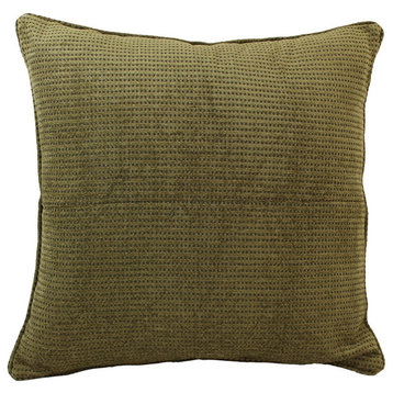 25"x25" Jacquard Chenille Pillow With Insert, Gingham Brown