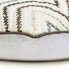 White Cotton Chevron Embroidery, Pearl 16"x16" Throw Pillow Cover - Zig Zag Zest