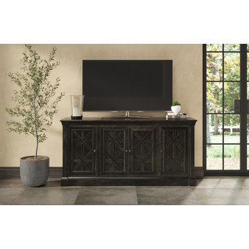 Traditional 70" TV Console Wood Accent Cabinet Fully Assembled Dark Brown