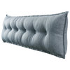 Button Tufted Body Positioning Pillow Headboard Alternative Linen Blend Grey, 71x20x3 Inches