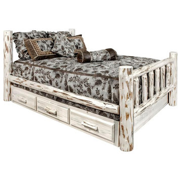Montana Woodworks Handcrafted Transitional Wood Twin Bed with Storage in Natural