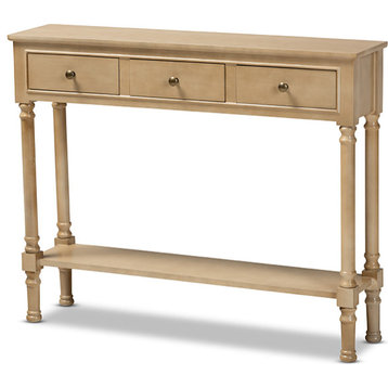 Calvin Classic and Traditional French Farmhouse Entryway Console Table - Oak Bro