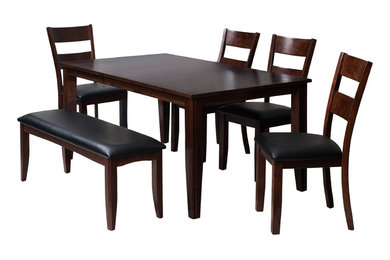 Aden 6-Piece Solid Wood Dining Set, Modern Kitchen Table Set, Espresso