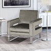 Kerman Modern Glam Velvet Club Chair, Gray/Silver
