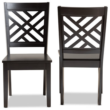 Caron Modern Transitional Dark Brown Finished Wood 2-Piece Dining Chair Set