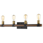 Z-Lite - Kirkland 4 Light Bathroom Vanity Light, Rustic Mahogany - Rustic mahogany over the clean lines from this four-light wall sconce transforms modern spaces with warmth. Welcome an inviting feel into any bathroom with this faux barnwood-constructed fixture.