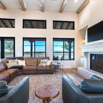 Greatroom Window Wall and Seating | Tuscan Farmhouse