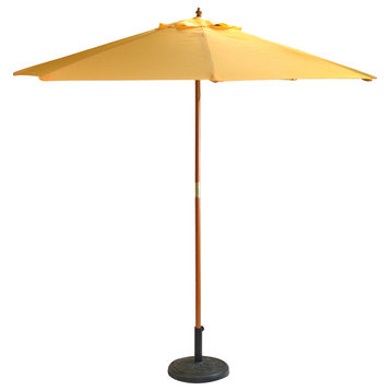 8.5ft Outdoor Patio Market Umbrella with Wooden Pole, Yellow