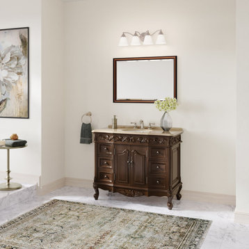 Antique White Traditional Style Single Sink Beckham Bathroom Vanity, Dark Brown, 42", Single Sink, Freestanding