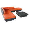 Laguna 6 Piece Sectional Set in Espresso Orange