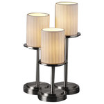 Justice Design - Justice Design Portable POR-8797-10-WFAL-NCKL - The Limoges Collection offers translucent porcelain lighting with a contemporary flair. Classic in design, these exquisite fixtures are notable for the delicate "Impressions" embossed into fine porcelain shades.