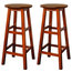 Traditional Bar Stool in Acacia Hardwood with 2 Footrest, Simple Round Design