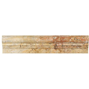 2.5"x12" 12 Honed Scabos Travertine Double-Step Chair Rail Trim, Set of 50