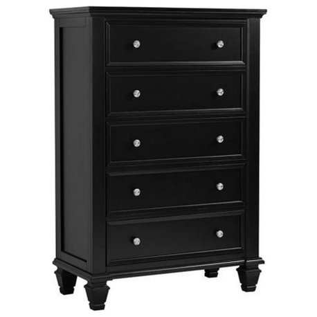 Bowery Hill 5 Drawer Chest in Black and Silver