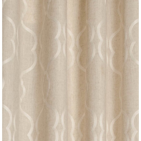 Amanda Linen, Embroidered Linen, Grommet Drapery Panel, 50" W X 95" Length