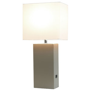 Table Lamp Accent Glass Shade, Amber Mica Table Lamp With Usb Port