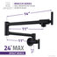 Braccia Series 24" Wall Mounted Pot Filler, Matte Black