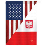 Breeze Decor - US Polish Friendship 2-Sided Vertical Impression House Flag - Size: 28 Inches By 40 Inches - With A 4"Pole Sleeve. All Weather Resistant Pro Guard Polyester Soft to the Touch Material. Designed to Hang Vertically. Double Sided - Reads Correctly on Both Sides. Original Artwork Licensed by Breeze Decor. Eco Friendly Procedures. Proudly Produced in the United States of America. Pole Not Included.