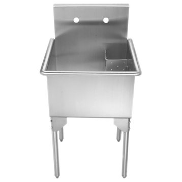 Brushed Stainless Steel Small Square, Single Bowl Freestanding Utility Sink