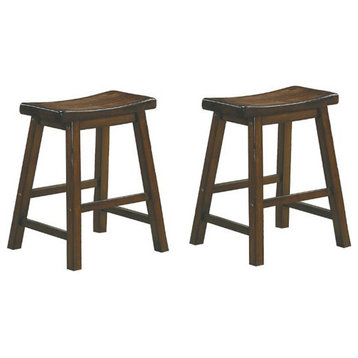 Lexicon Saddleback 18" Solid Wood Dining Stool in Cherry (Set of 2)