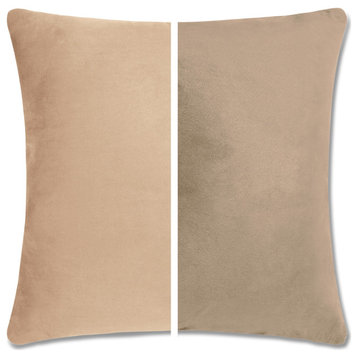 Reversible Cover Throw Pillow, 2 Piece, Cowboy Taupe, 18x18, Microbead