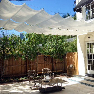 2 sections of 5 by 20 feet canopy featuring Premium Natural Sunbrella fabric