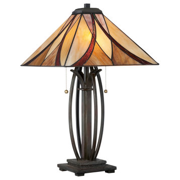 Luxury Mediterranean Tiffany Table Lamp, Valiant Bronze, UQL7100