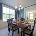 Smoky Blue Dining Room with Brown and Black accents - Eclectic - Dining ...