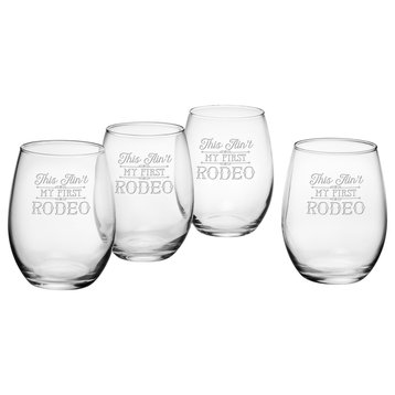 "This Ain't My First Rodeo" Stemless Wine Glasses, Set of 4