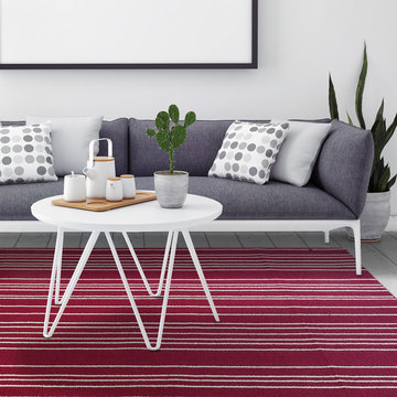 Striped Loop Pile Berber Carpet Red