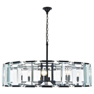 Elegant Lighting Monaco 10 Light 43" Crystal Chandelier, Flat Black Matte