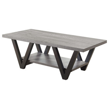 V-Shaped Coffee Table, Antique Gray