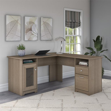 Scranton & Co 60" Traditional Engineered Wood L Shaped Computer Desk in Ash Gray