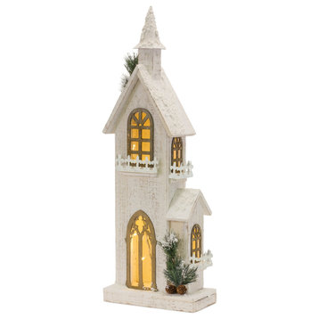LED Lighted Winter Church Display 27"H