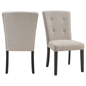Picket House Furnishings Landon Tufted Fabric Upholstered Chair Set in Natural