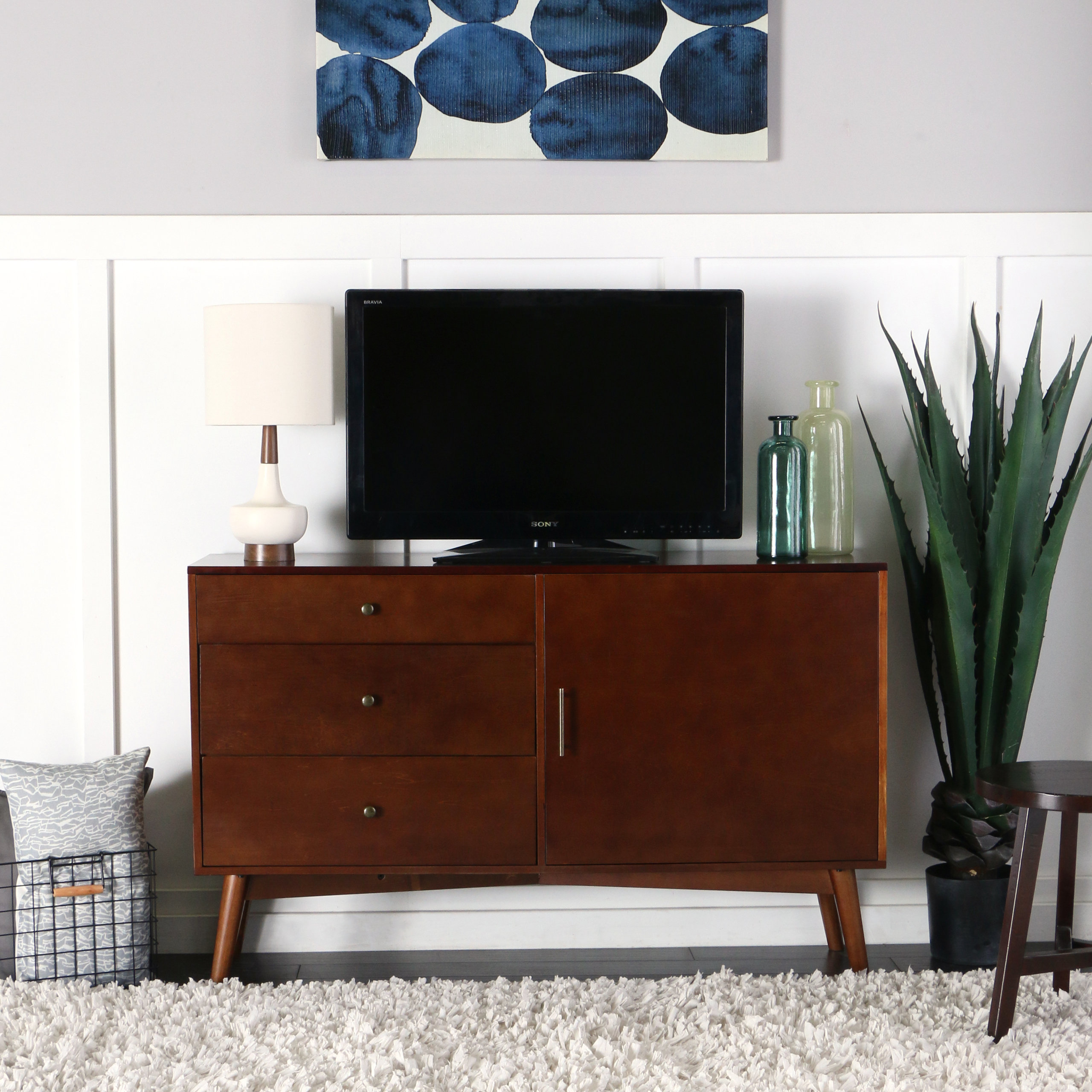52" Mid, Century TV Console, Walnut
