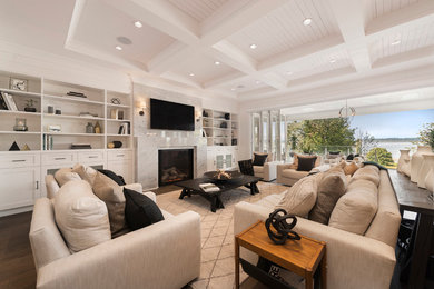 Beach style living room photo in Vancouver