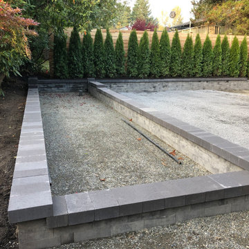 Bocce Ball Court, Pond, Granite Rocks and Dimensonal Flagstone