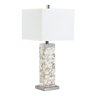 JONATHAN Y Madelyn Rechargeable Cordless 11.5-in Clear/Chrome LED Table Lamp  with Acrylic Shade in the Table Lamps department at