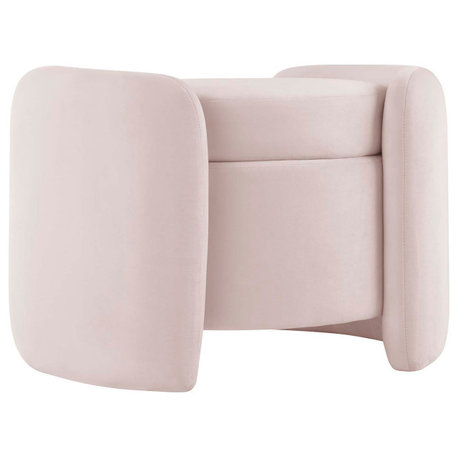 Nebula Upholstered Velvet Ottoman, Pink