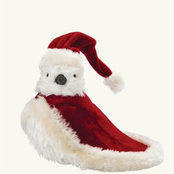 White Bird In Red Velvet Cape & Hat - Holiday Accents And Figurines