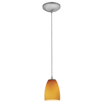 Access Lighting Sherry Pendant 28069-1C-BS/AMB, Brushed Steel