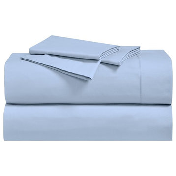 100% Cotton Solid Percale Pillowcases, Set of 2, Blue, King